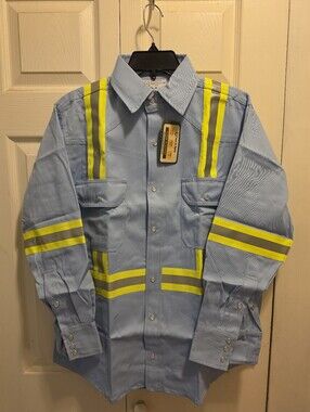 Hi-Vis Blue Work Shirt with Reflective Flame Resistant